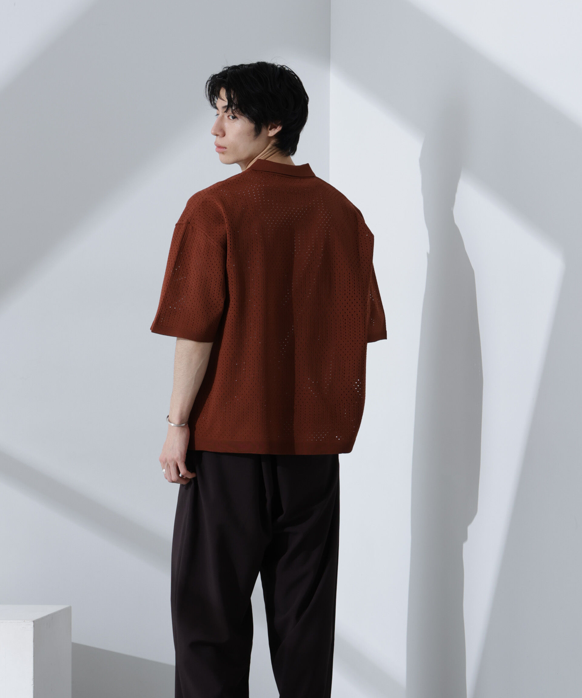 nano･universe「スキッパーテックニットポロシャツ/半袖」|ニット・セーター|