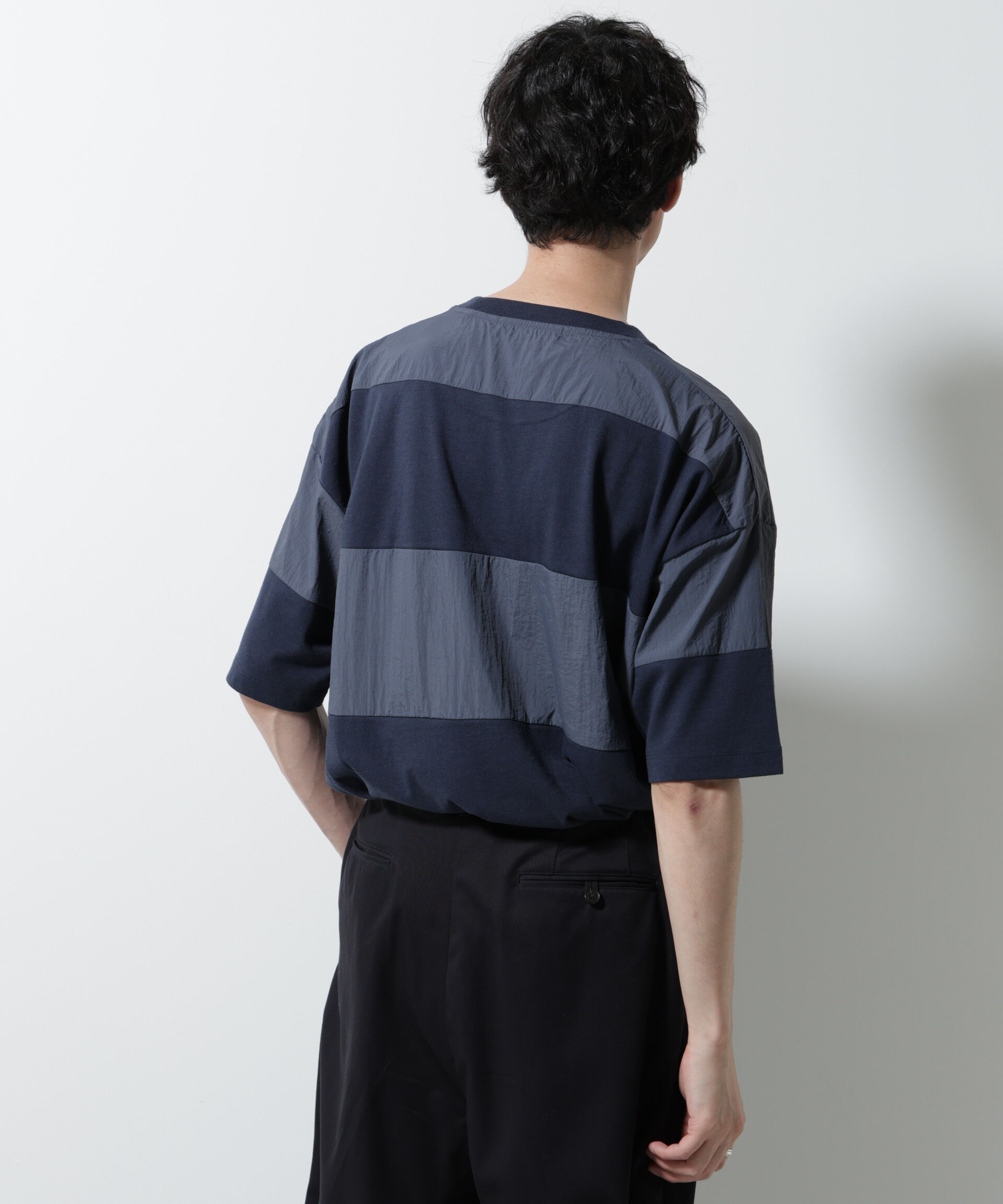 nano･universe「リラックス異素材ボーダーTシャツ 半袖」|Tシャツ・カットソー|