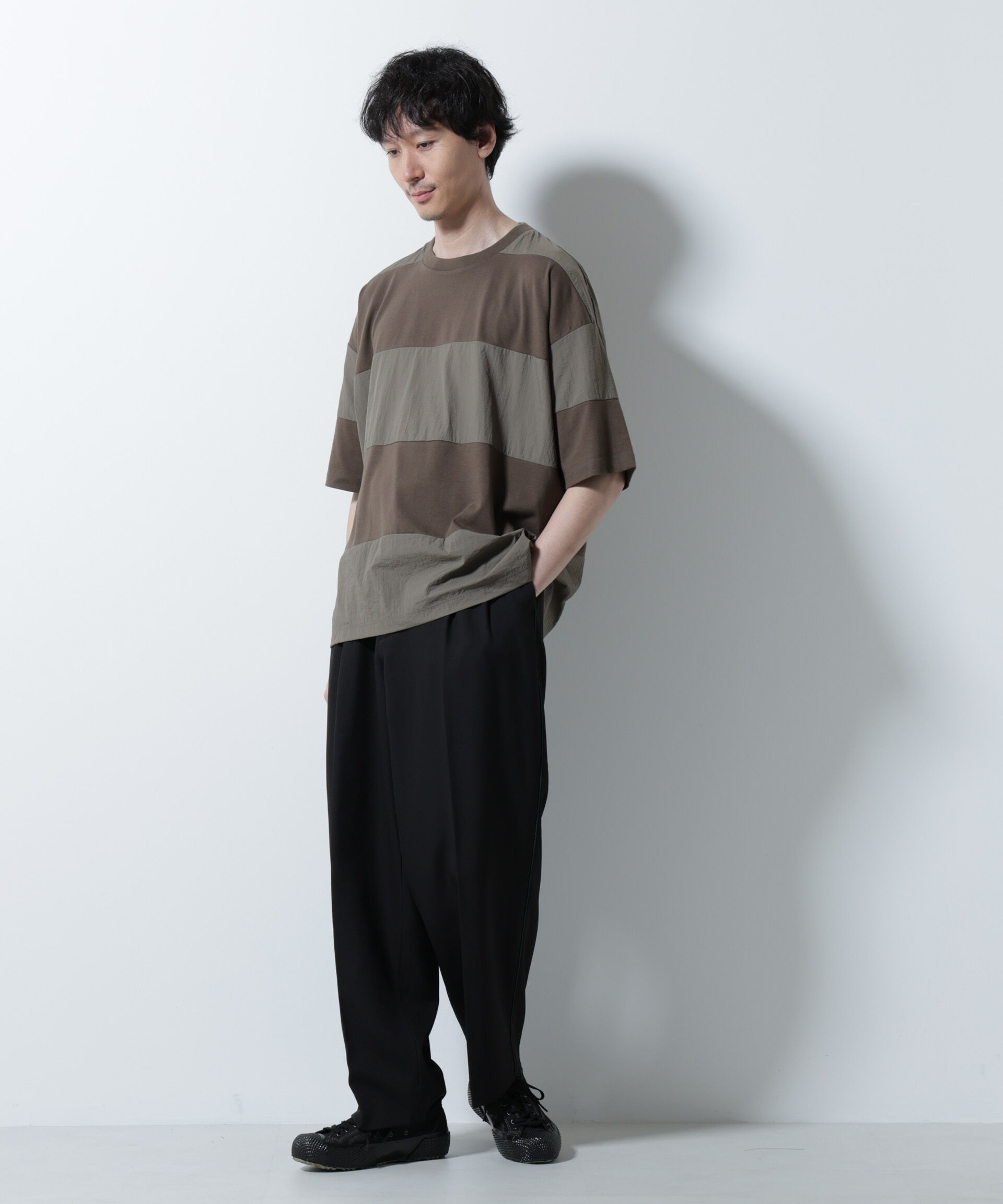 nano･universe「リラックス異素材ボーダーTシャツ 半袖」|Tシャツ・カットソー|