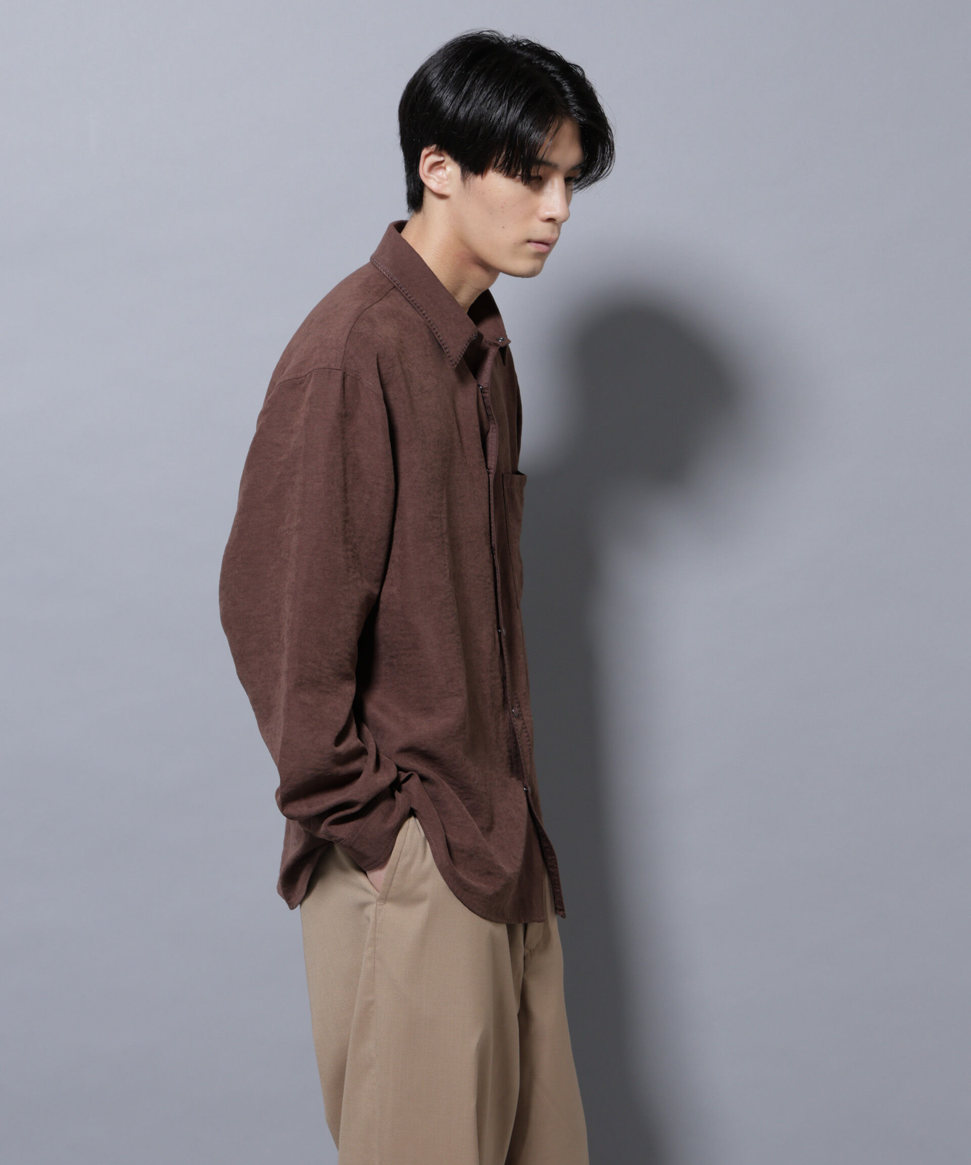 nano･universe「エンブロイダリーフェイクスウェードシャツ」|シャツ・ブラウス|