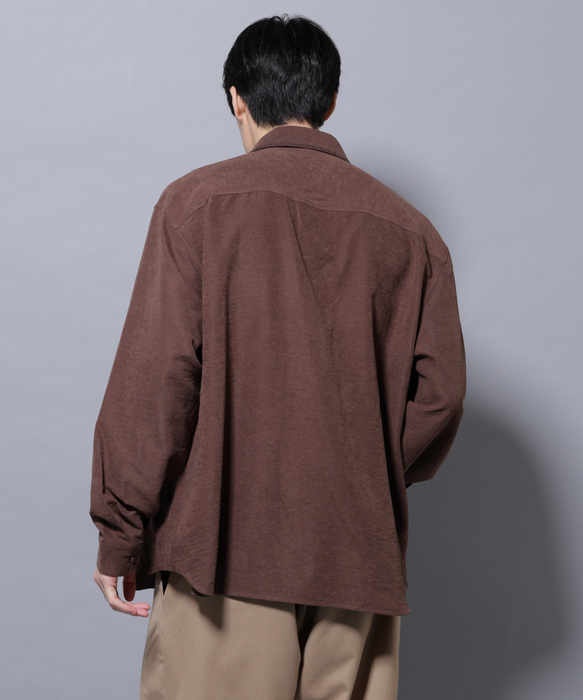 nano･universe「エンブロイダリーフェイクスウェードシャツ」|シャツ・ブラウス|