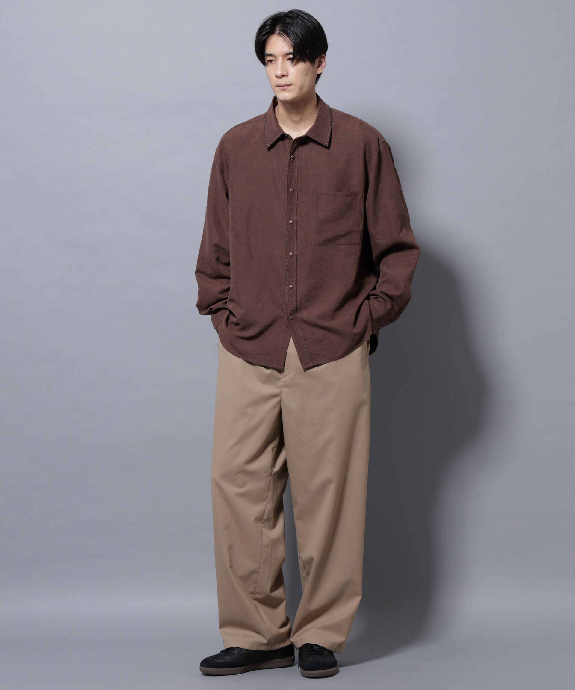 nano･universe「エンブロイダリーフェイクスウェードシャツ」|シャツ・ブラウス|