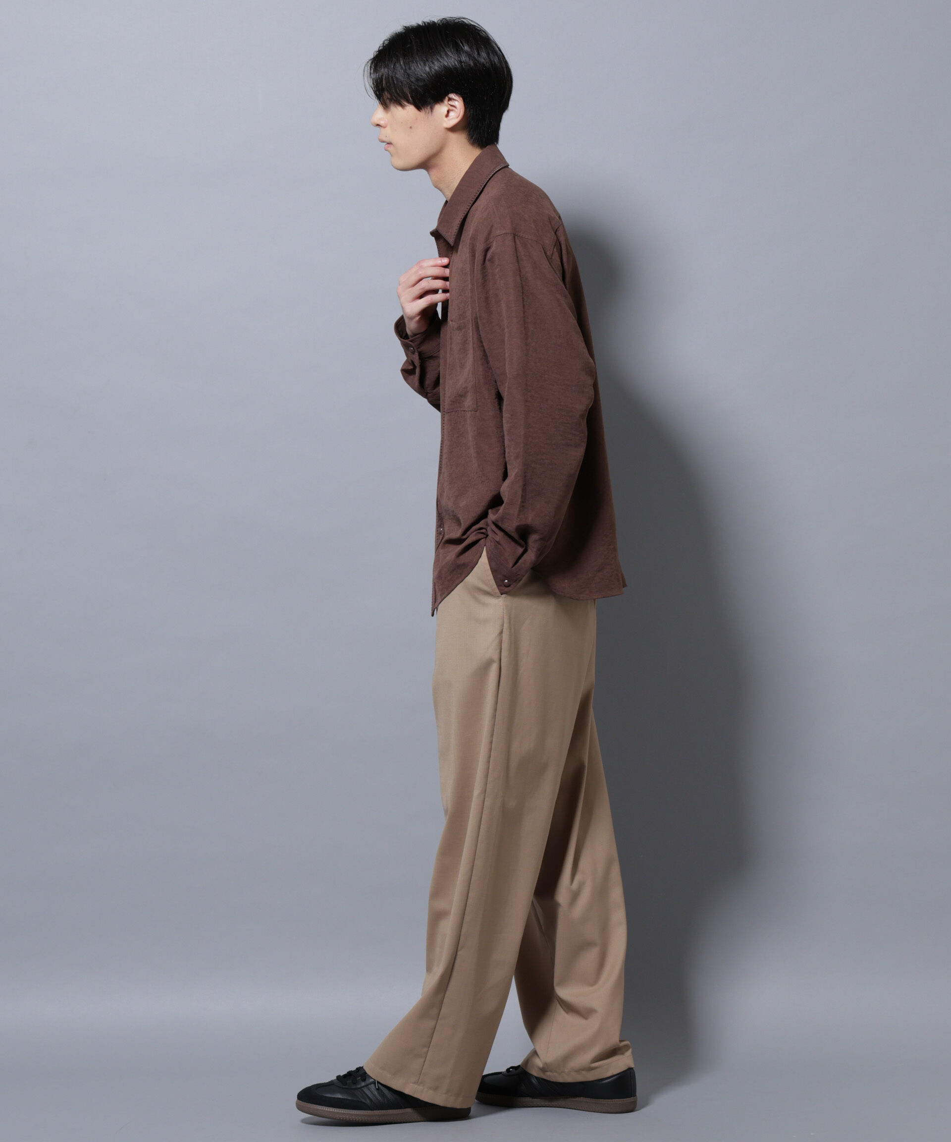 nano･universe「エンブロイダリーフェイクスウェードシャツ」|シャツ・ブラウス|