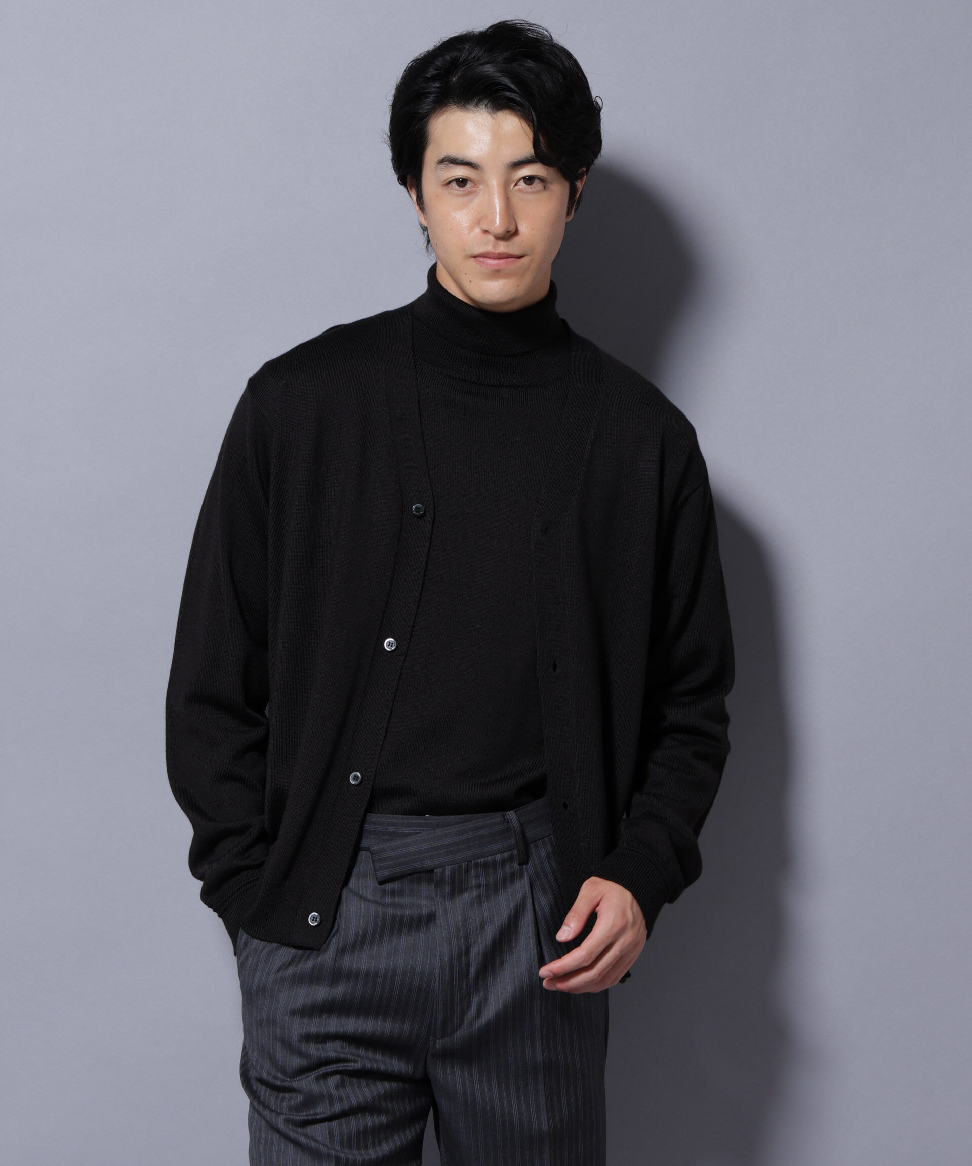 nano･universe「タスマニアミックスベーシックカーディガン」|ニット・セーター|