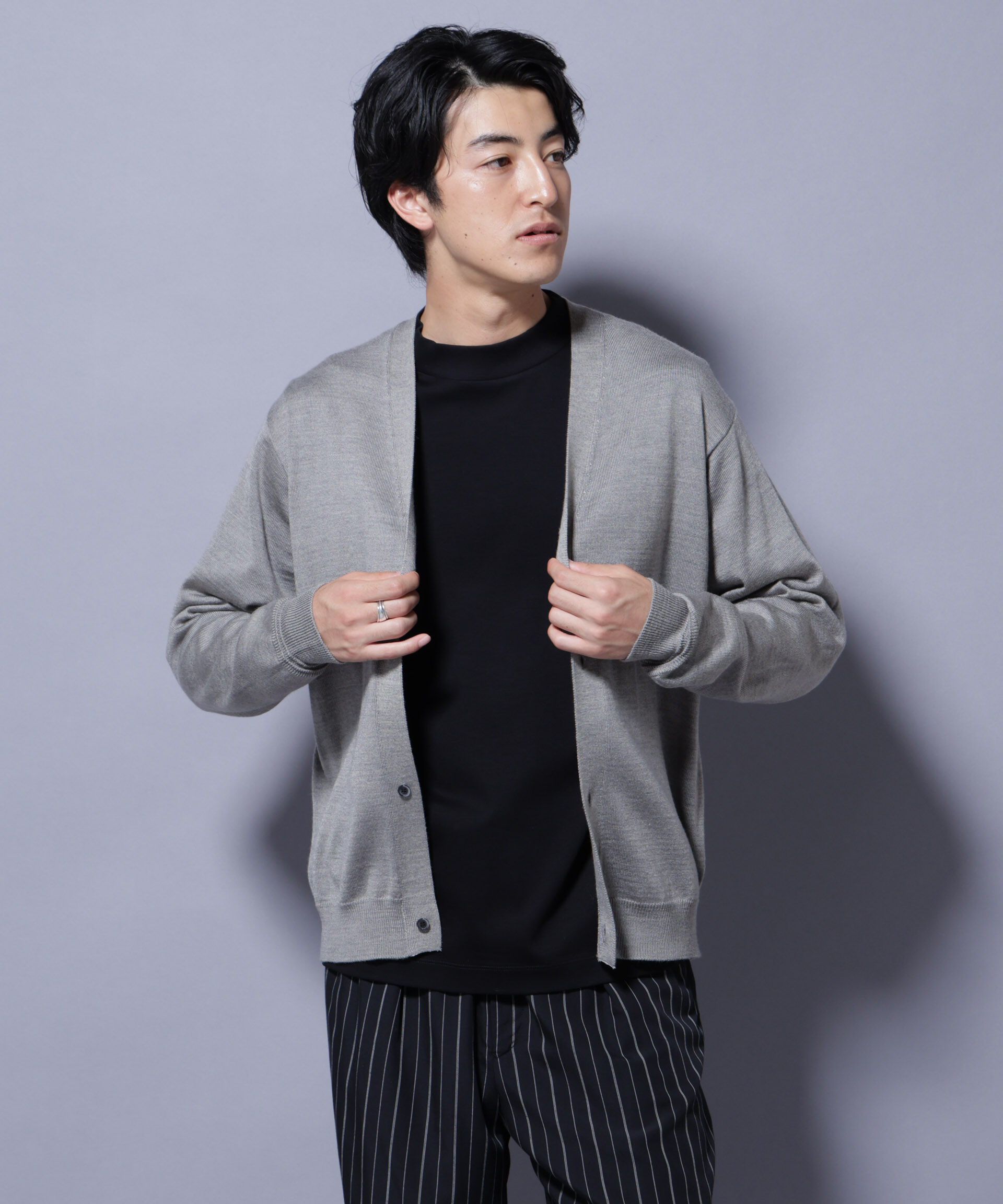 nano･universe「タスマニアミックスベーシックカーディガン」|ニット・セーター|