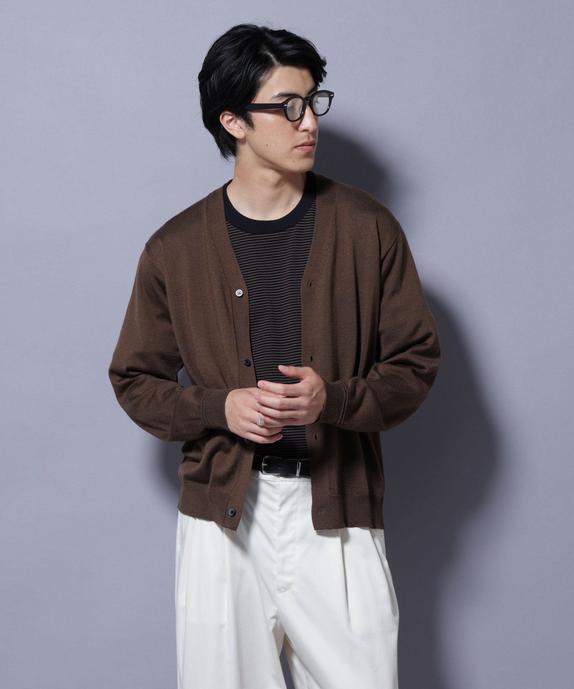 nano･universe「タスマニアミックスベーシックカーディガン」|ニット・セーター|