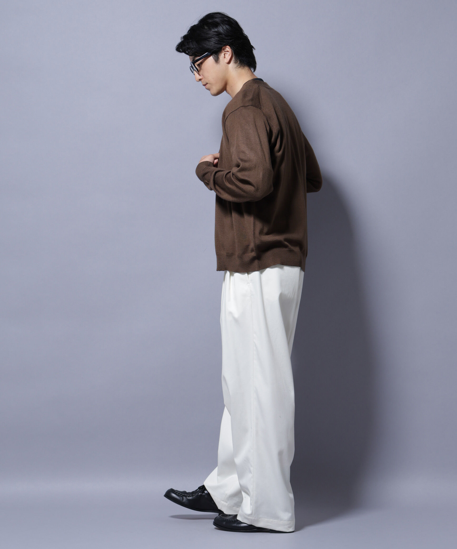 nano･universe「タスマニアミックスベーシックカーディガン」|ニット・セーター|