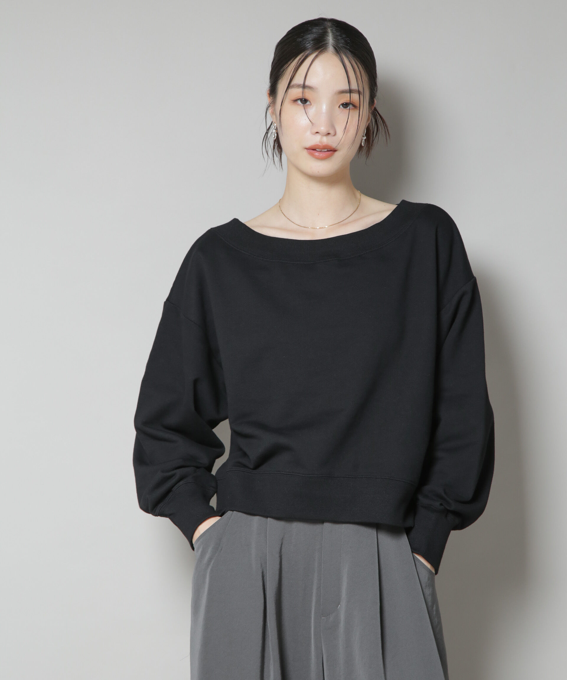 nano･universe「ワイドボートネックスウェットトップス」|Tシャツ・カットソー|