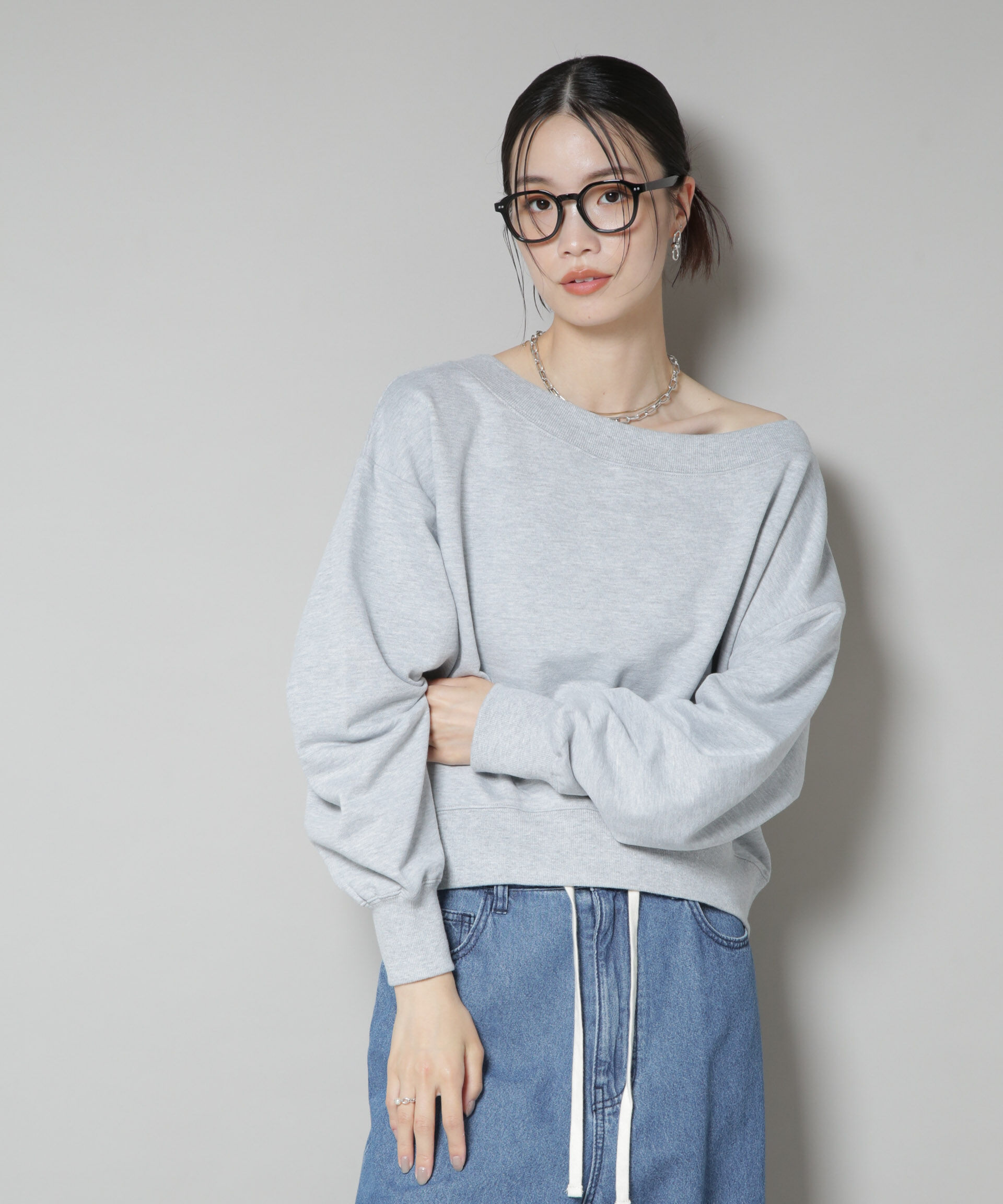 nano･universe「ワイドボートネックスウェットトップス」|Tシャツ・カットソー|