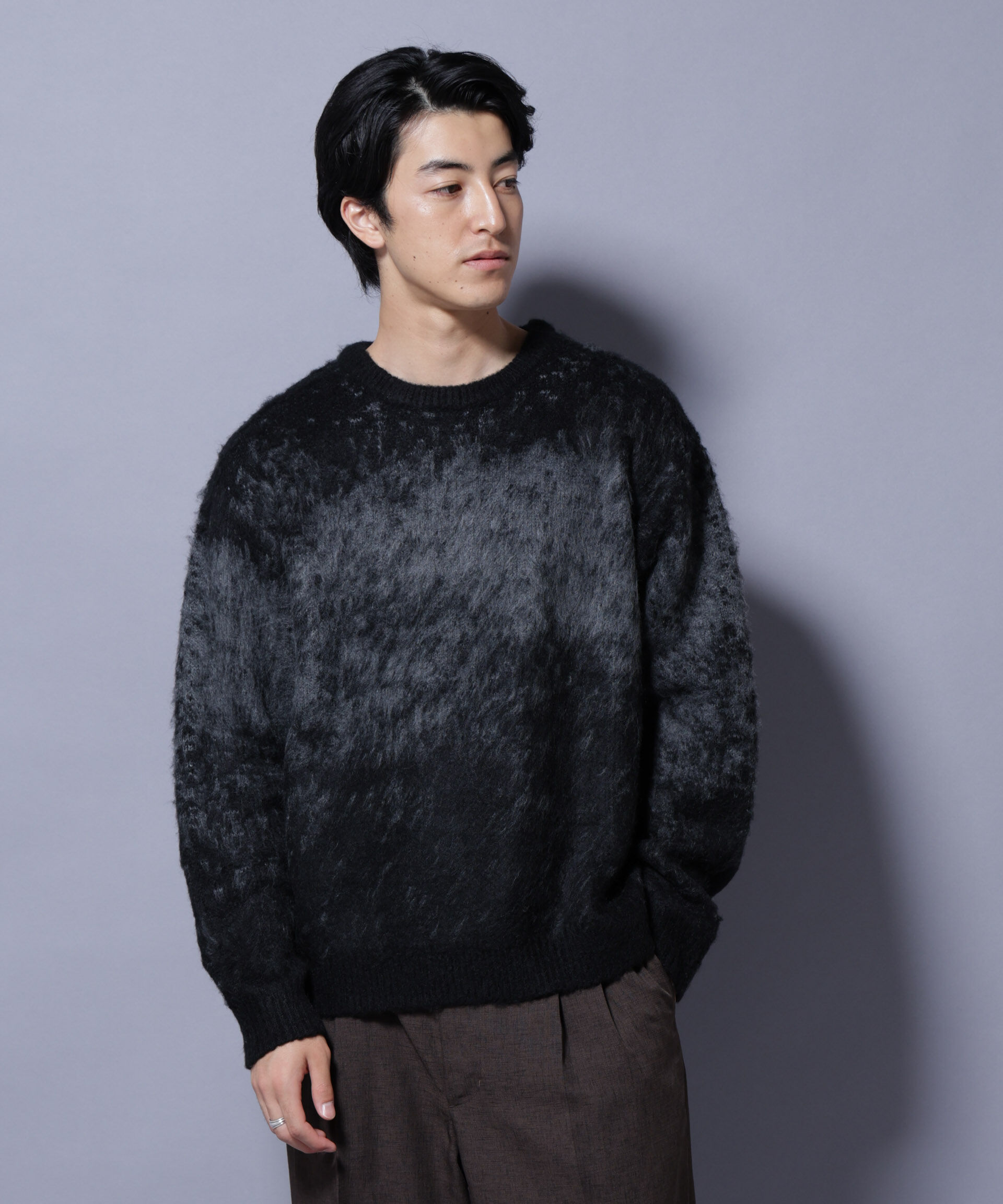 nano･universe「アート柄クルーネックニット1 シックカラー」|ニット・セーター|ブラック