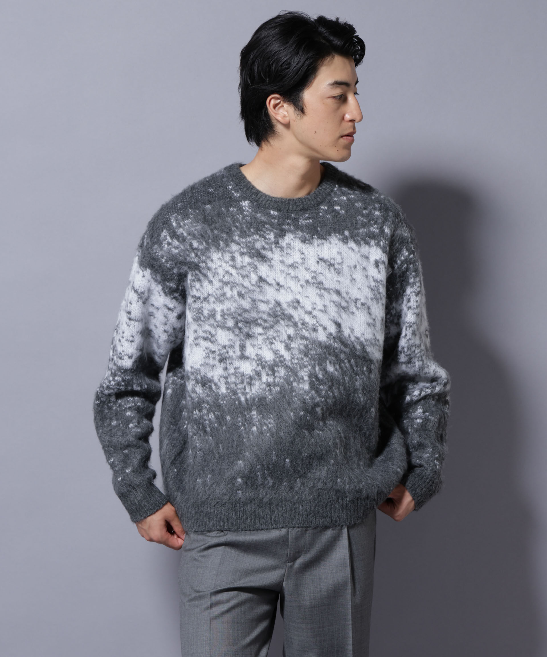 nano･universe「アート柄クルーネックニット1 シックカラー」|ニット・セーター|