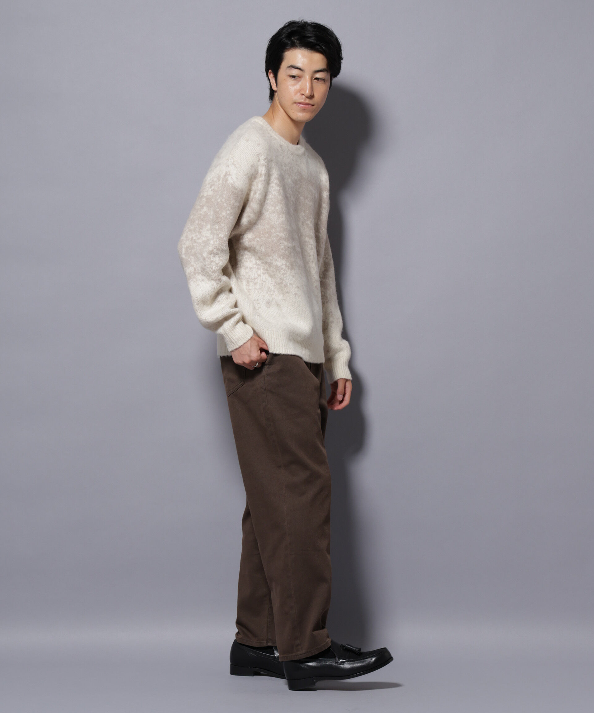 nano･universe「アート柄クルーネックニット1 シックカラー」|ニット・セーター|