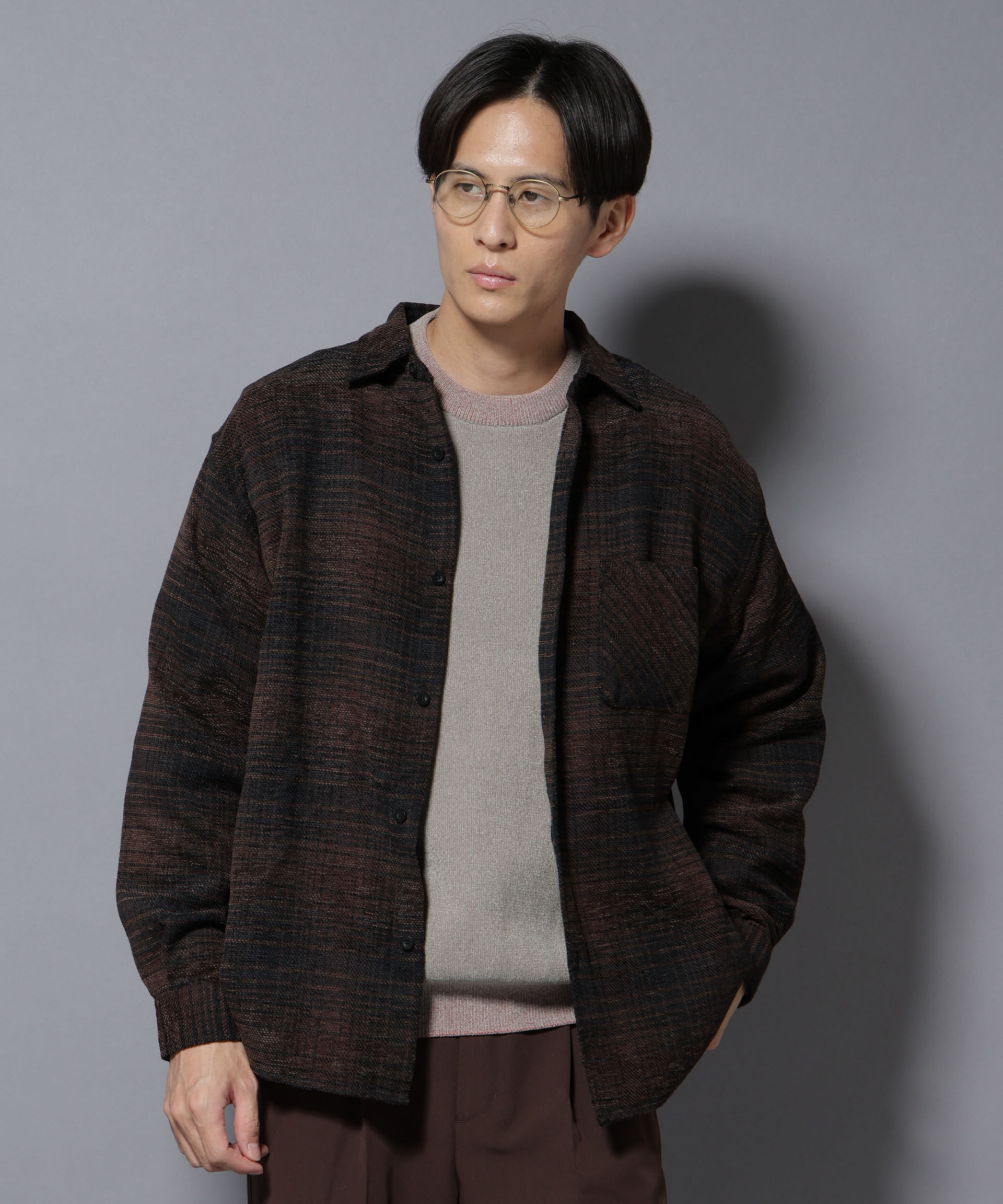 nano･universe「モールチェックシャツ 長袖」|シャツ・ブラウス|D.ブラウン2