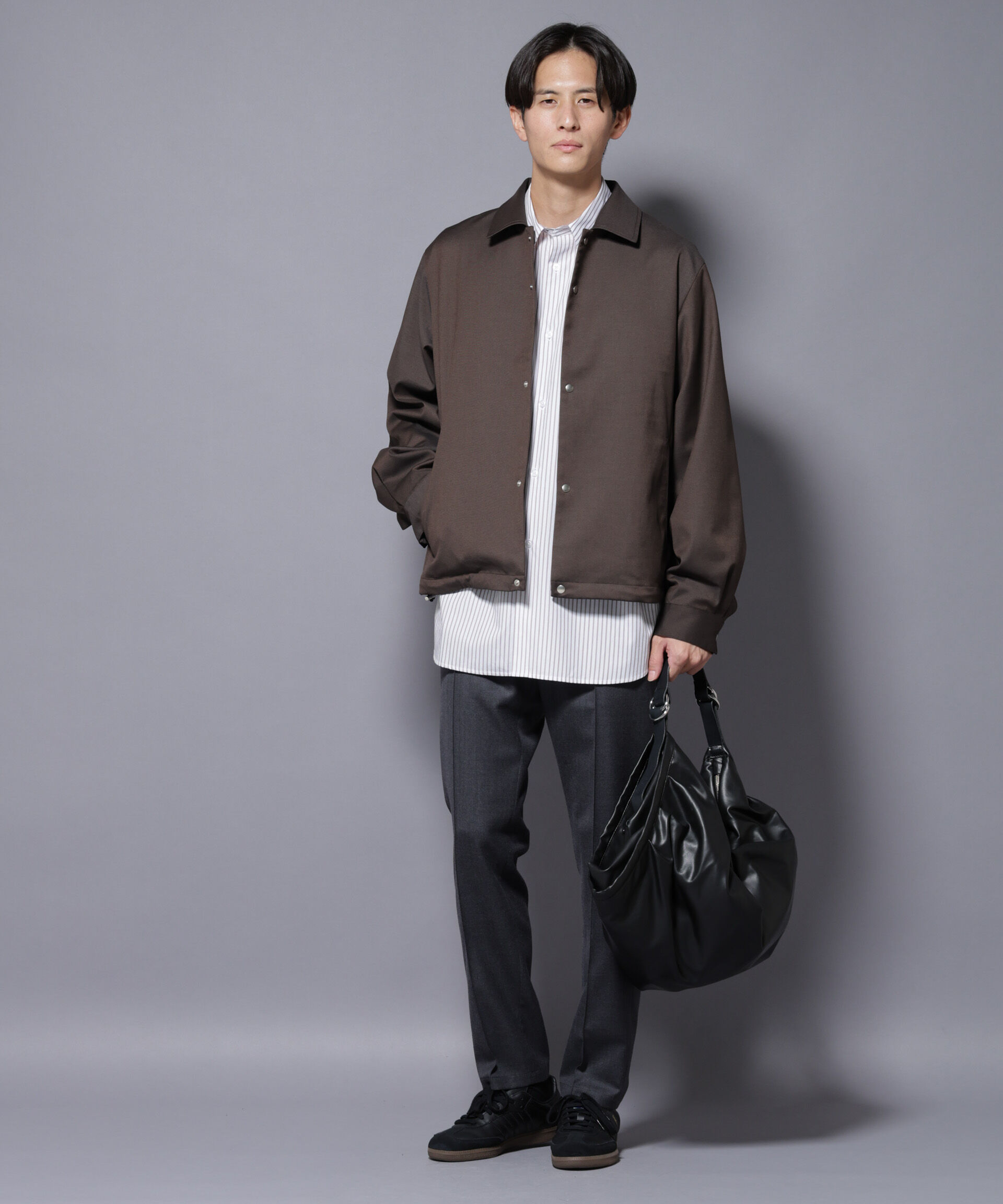nano･universe「DELEGANTE エアリーサキソニーコーチジャケット」|ブルゾン・スタジャン|