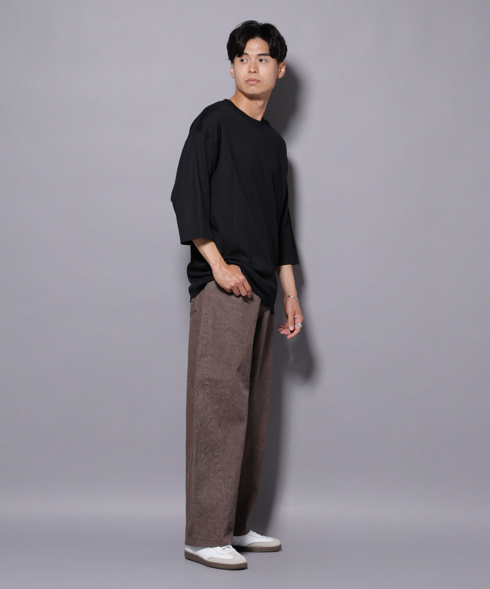 nano･universe「Anti Soaked(R) 汗染み防止 クルーネックワイドTシャツ七分袖」|Tシャツ・カットソー|