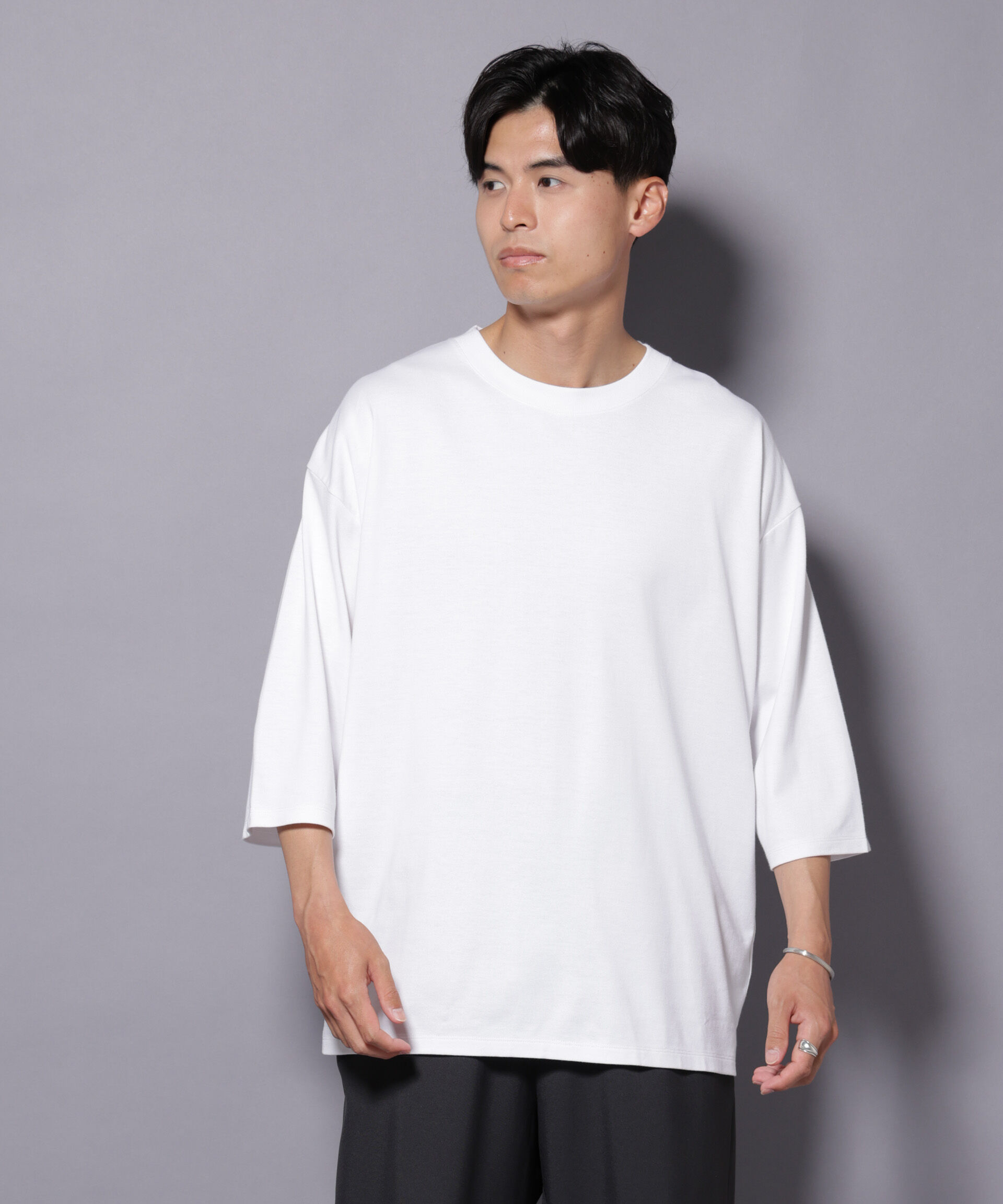 nano･universe「Anti Soaked(R) 汗染み防止 クルーネックワイドTシャツ七分袖」|Tシャツ・カットソー|