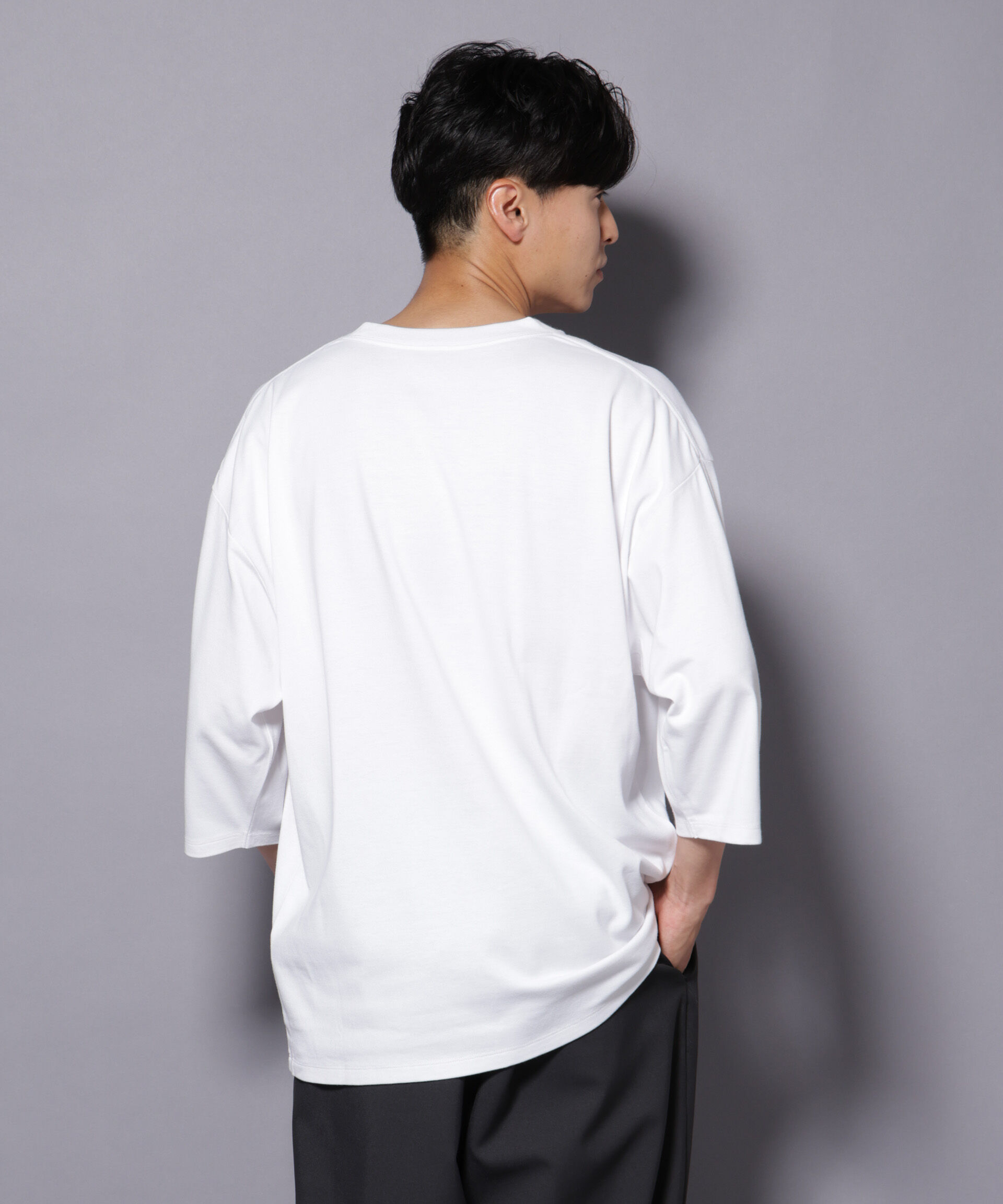 nano･universe「Anti Soaked(R) 汗染み防止 クルーネックワイドTシャツ七分袖」|Tシャツ・カットソー|