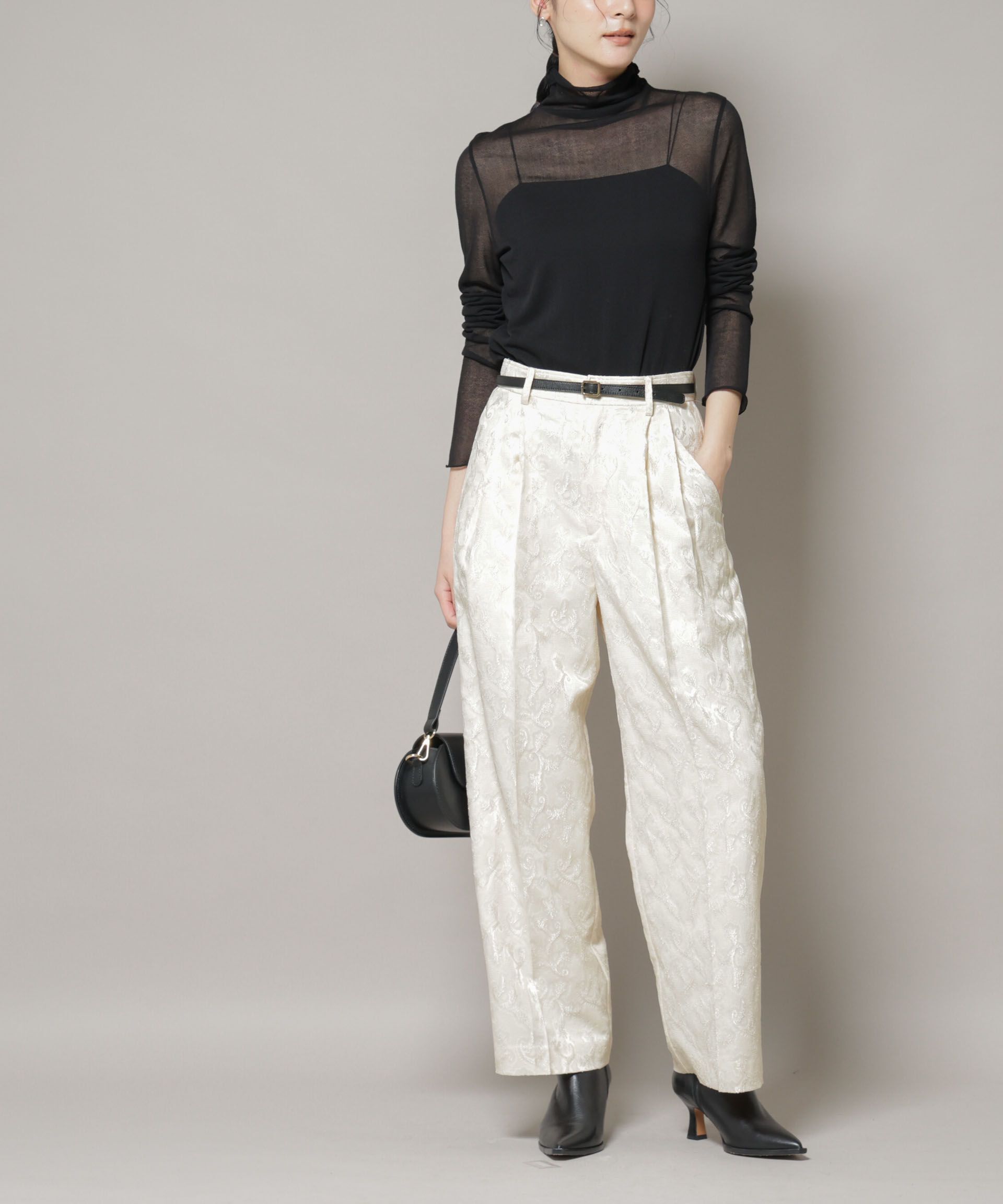 nano･universe「ジャガードタックパンツ」|チノ|アイボリー7