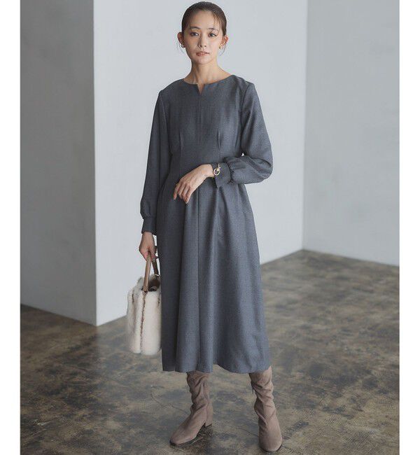 組曲「ウールジョーゼット スリットネックワンピース」|ワンピース|