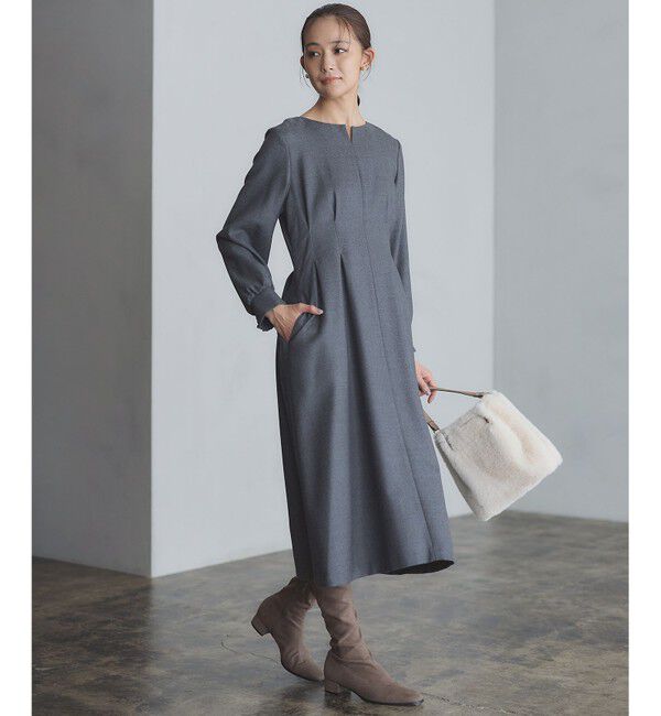 組曲「ウールジョーゼット スリットネックワンピース」|ワンピース|