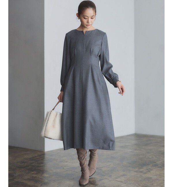 組曲「ウールジョーゼット スリットネックワンピース」|ワンピース|