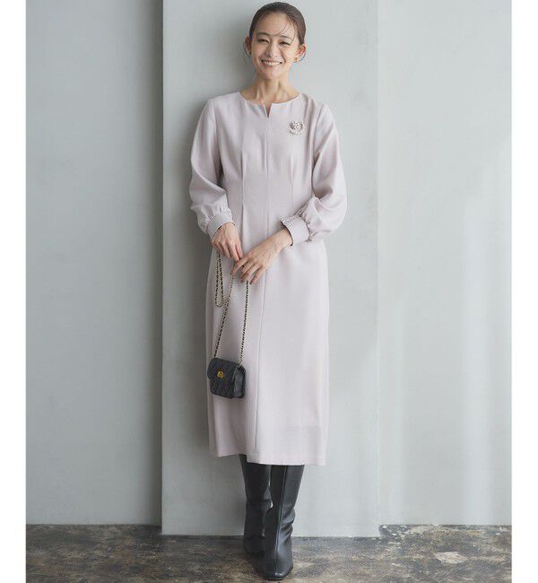 組曲「ウールジョーゼット スリットネックワンピース」|ワンピース|