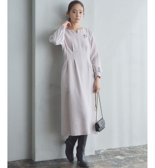 組曲「ウールジョーゼット スリットネックワンピース」|ワンピース|