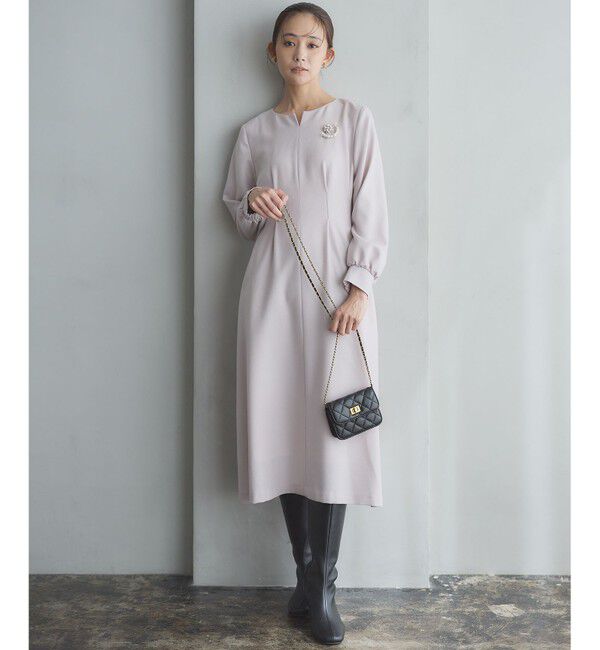 組曲「ウールジョーゼット スリットネックワンピース」|ワンピース|