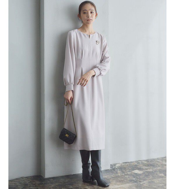 組曲「ウールジョーゼット スリットネックワンピース」|ワンピース|