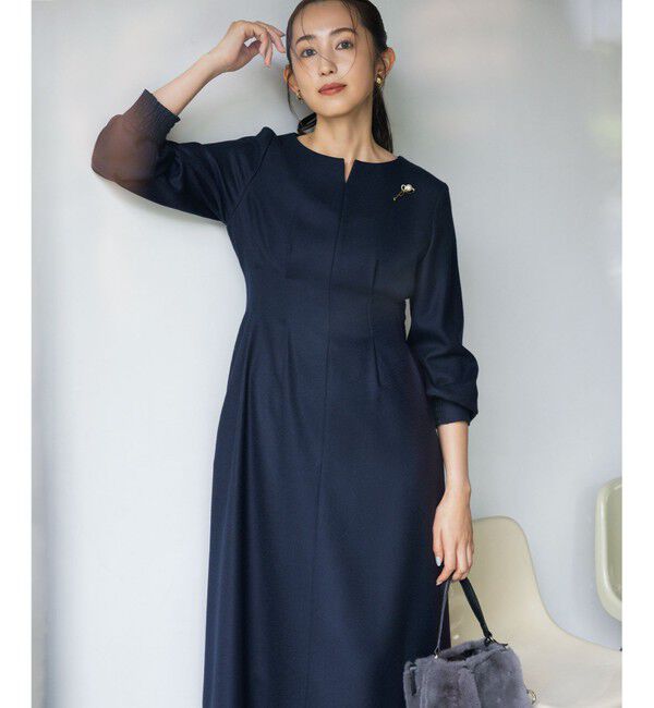 組曲「ウールジョーゼット スリットネックワンピース」|ワンピース|