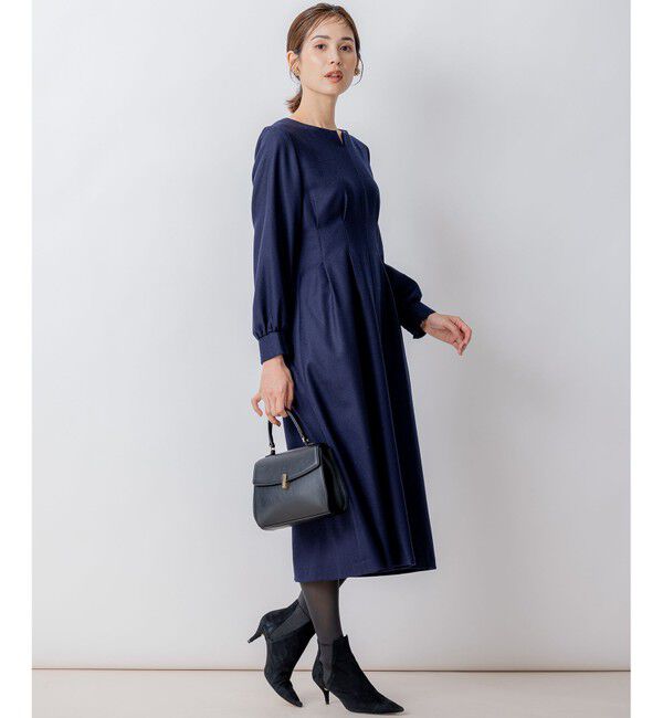 組曲「ウールジョーゼット スリットネックワンピース」|ワンピース|