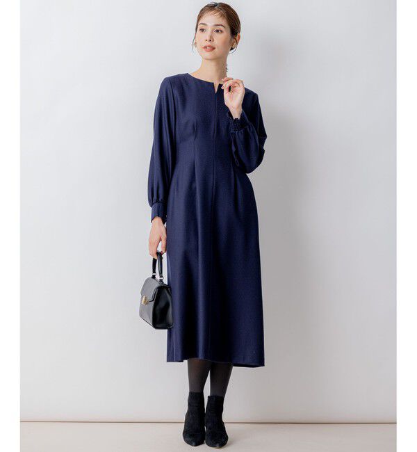 組曲「ウールジョーゼット スリットネックワンピース」|ワンピース|