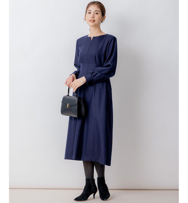 組曲「ウールジョーゼット スリットネックワンピース」|ワンピース|