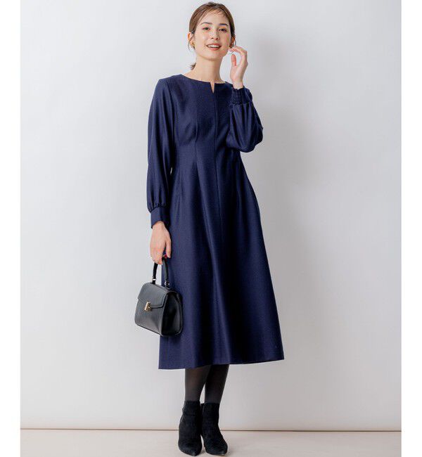 組曲「ウールジョーゼット スリットネックワンピース」|ワンピース|