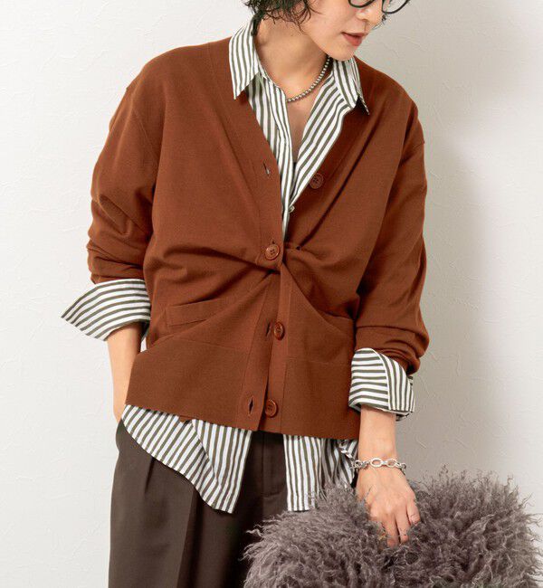 Rie Miller「《手洗い可能》《セットアップ対応》BIGシルエットVネックカーディガン」|カーディガン|