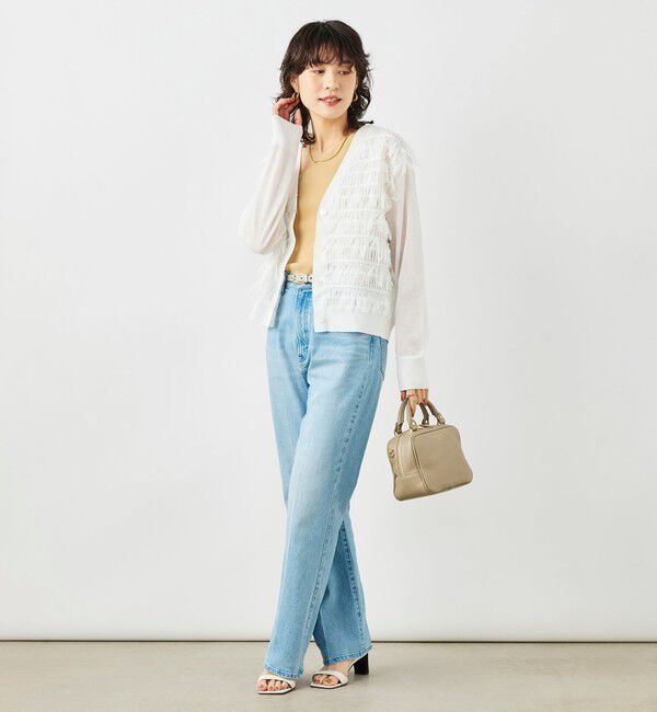 NOLLEY'S「《手洗い可能》チュールフリンジVネックカーディガン」|カーディガン|
