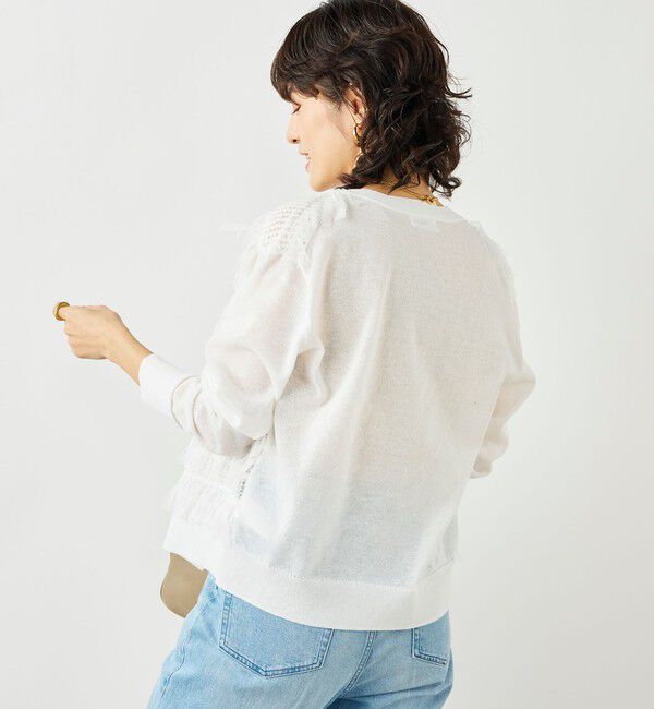 NOLLEY'S「《手洗い可能》チュールフリンジVネックカーディガン」|カーディガン|