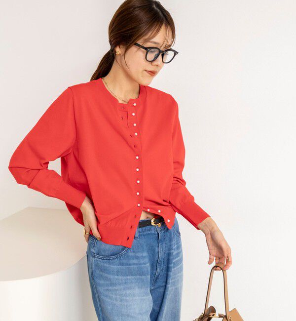 NOLLEY'S「《手洗い可能》コットンテックスクルーネックカーディガン」|カーディガン|