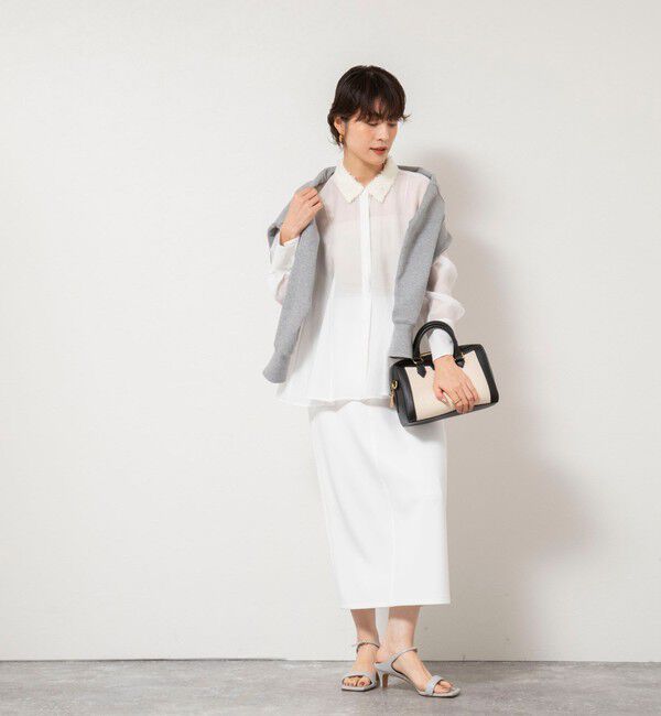 NOLLEY'S sophi「チュール襟付オーガンジーフレアシャツブラウス」|シャツ・ブラウス|