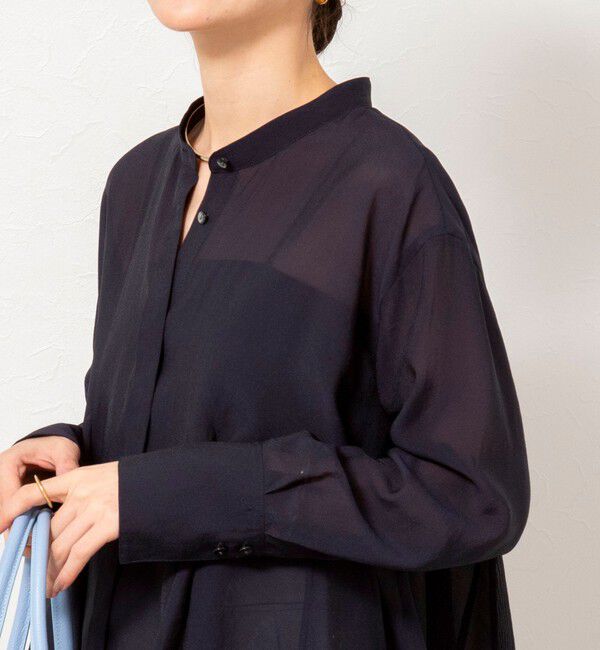 NOLLEY'S sophi「チュール襟付オーガンジーフレアシャツブラウス」|シャツ・ブラウス|