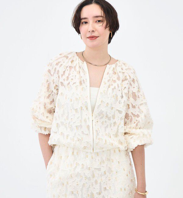 NOLLEY'S「《セットアップ対応》【KIRYU】ウォッシャブルラメジャガードブルゾン」|ブルゾン・スタジャン|