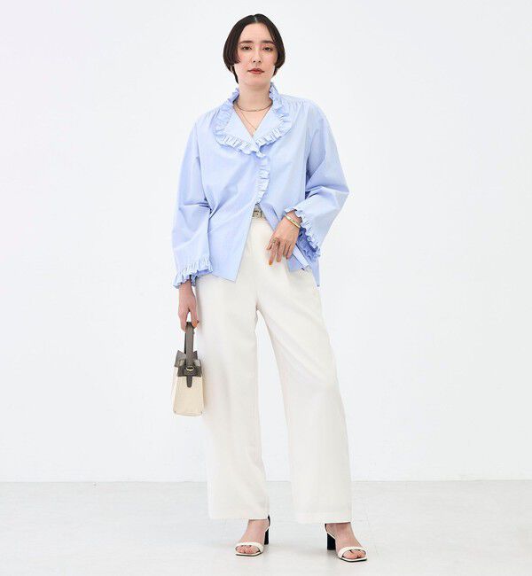 NOLLEY'S sophi「ウォッシャブルORGANICコットンフリルシャツブラウス」|シャツ・ブラウス|