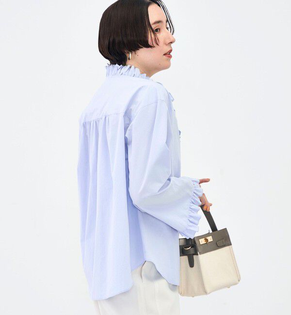 NOLLEY'S sophi「ウォッシャブルORGANICコットンフリルシャツブラウス」|シャツ・ブラウス|