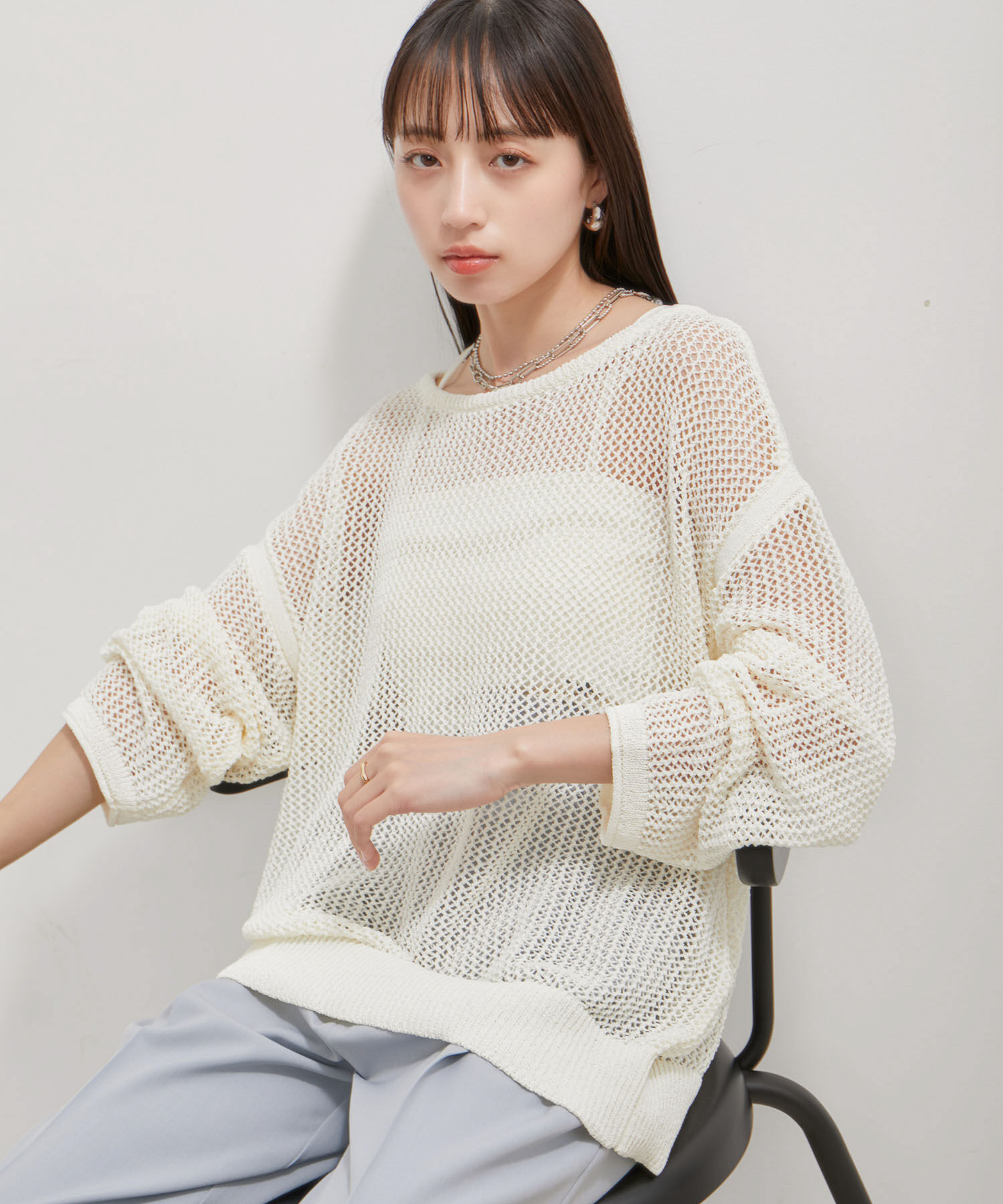 VIS「【洗える】メッシュサマーニット」|ニット・セーター|