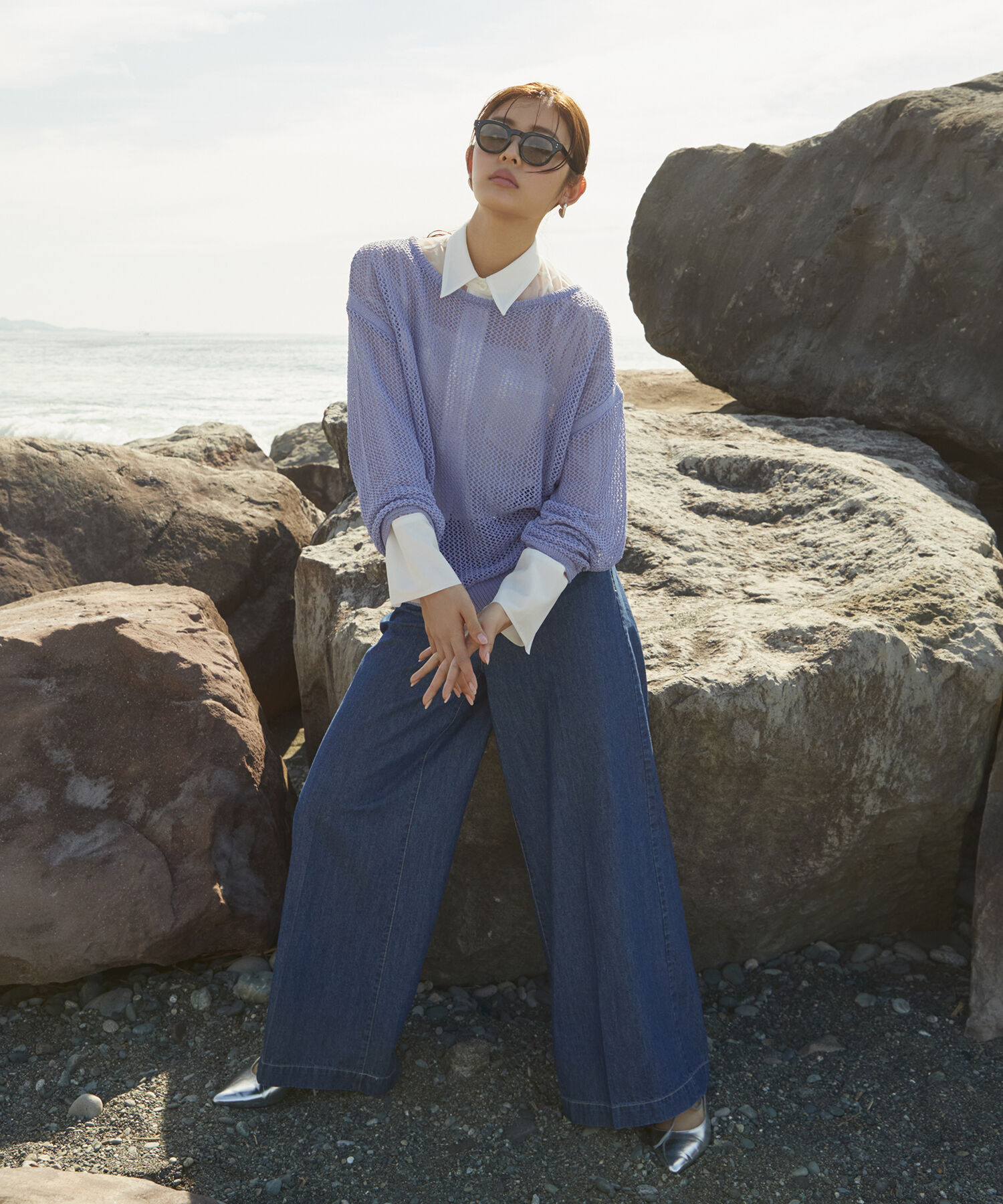 VIS「【洗える】メッシュサマーニット」|ニット・セーター|