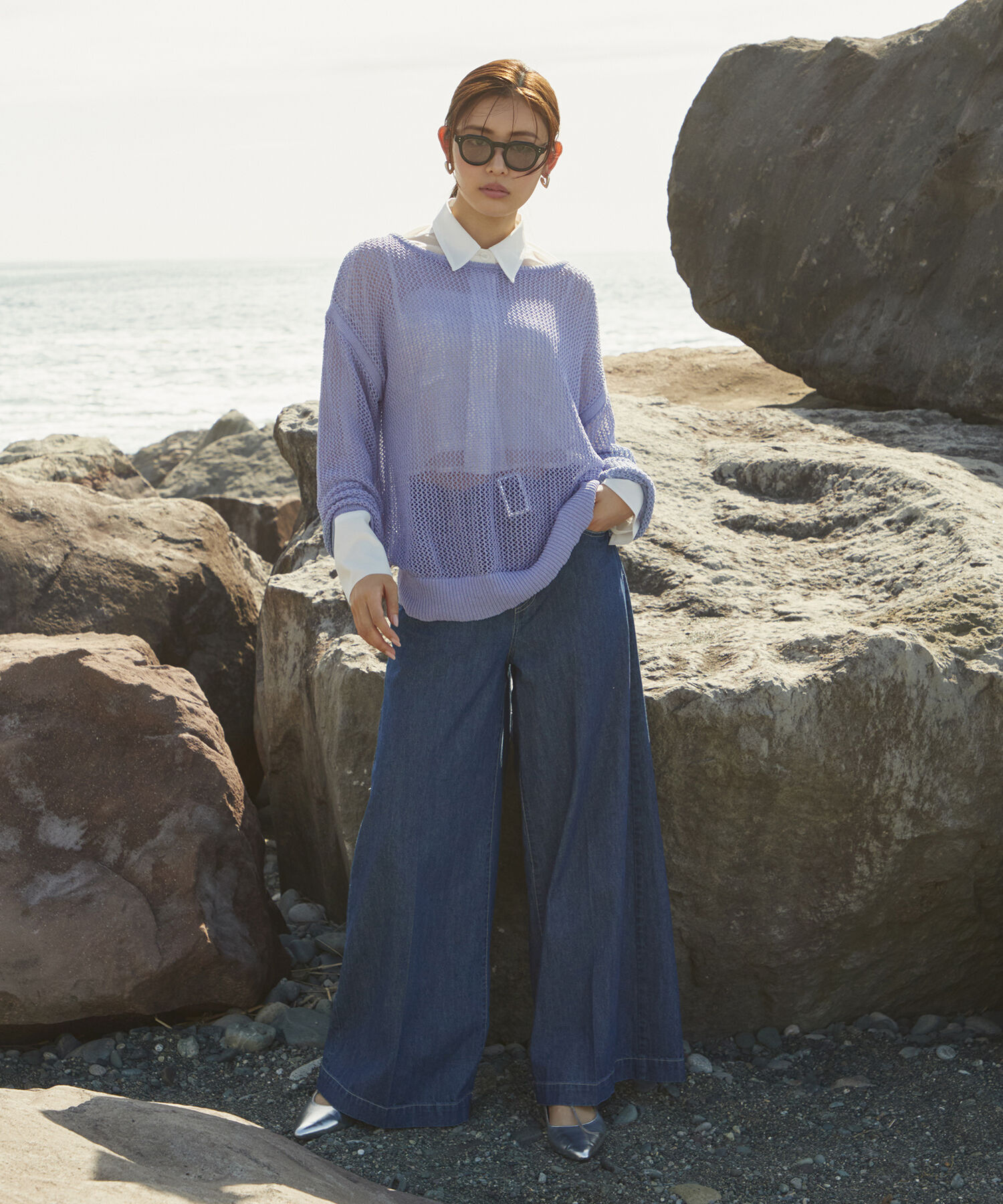 VIS「【洗える】メッシュサマーニット」|ニット・セーター|