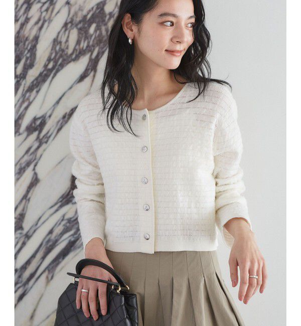 VIS「オーガンジーメタルボタンニットカーディガン」|カーディガン|
