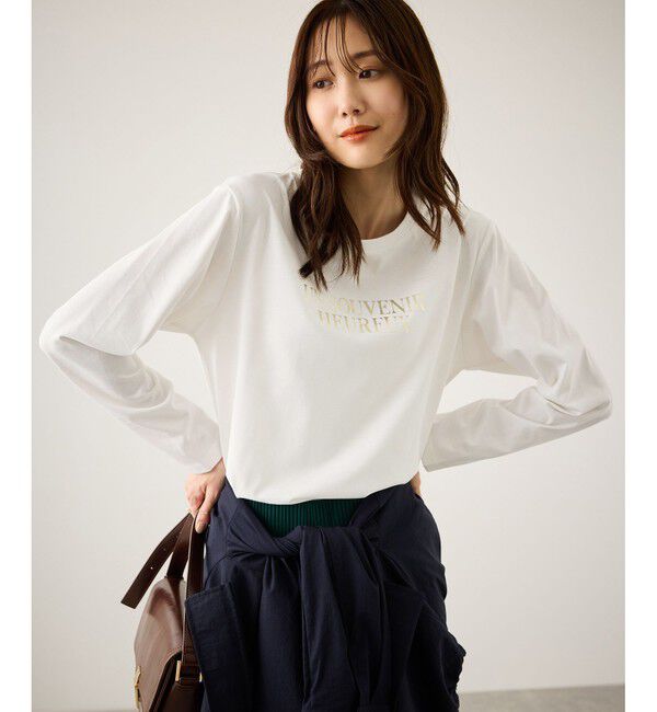 Rope&rsquo;Picnic「汗染み防止アソートロゴロングスリーブTシャツ/UVカット・接触冷感」|Tシャツ・カットソー|ホワイト系(11)