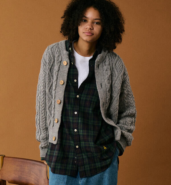  「James Charlotte | ウール アランニットカーディガン WOMEN」|ニット・セーター|GREY