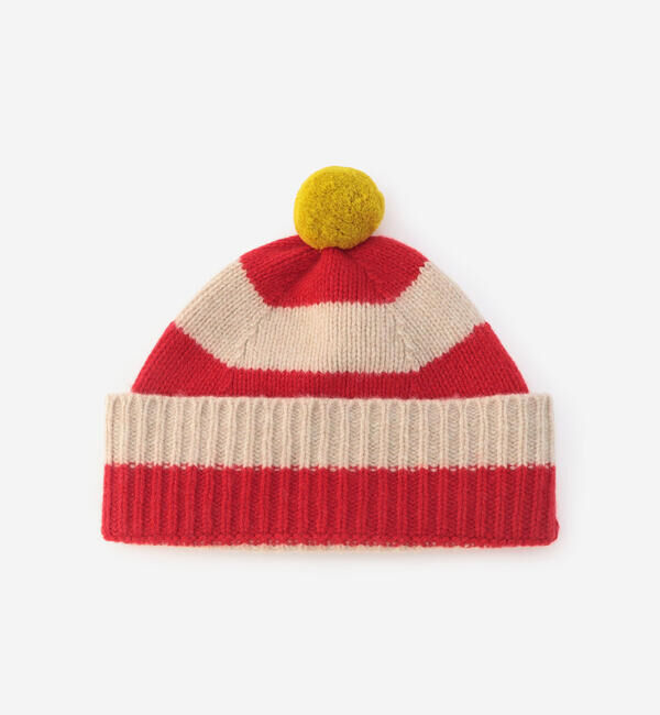  「Jo Gordon | ウール ストライプ ウール ポンポンニット帽 UNIXSEX」|ニット帽|